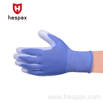 Hespax Polyester Knitted PU Coated Gloves Electrical Safety